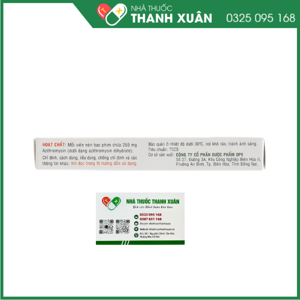 OpeAzitro 250 trị nhiễm khuẩn do vi khuẩn nhạy cảm